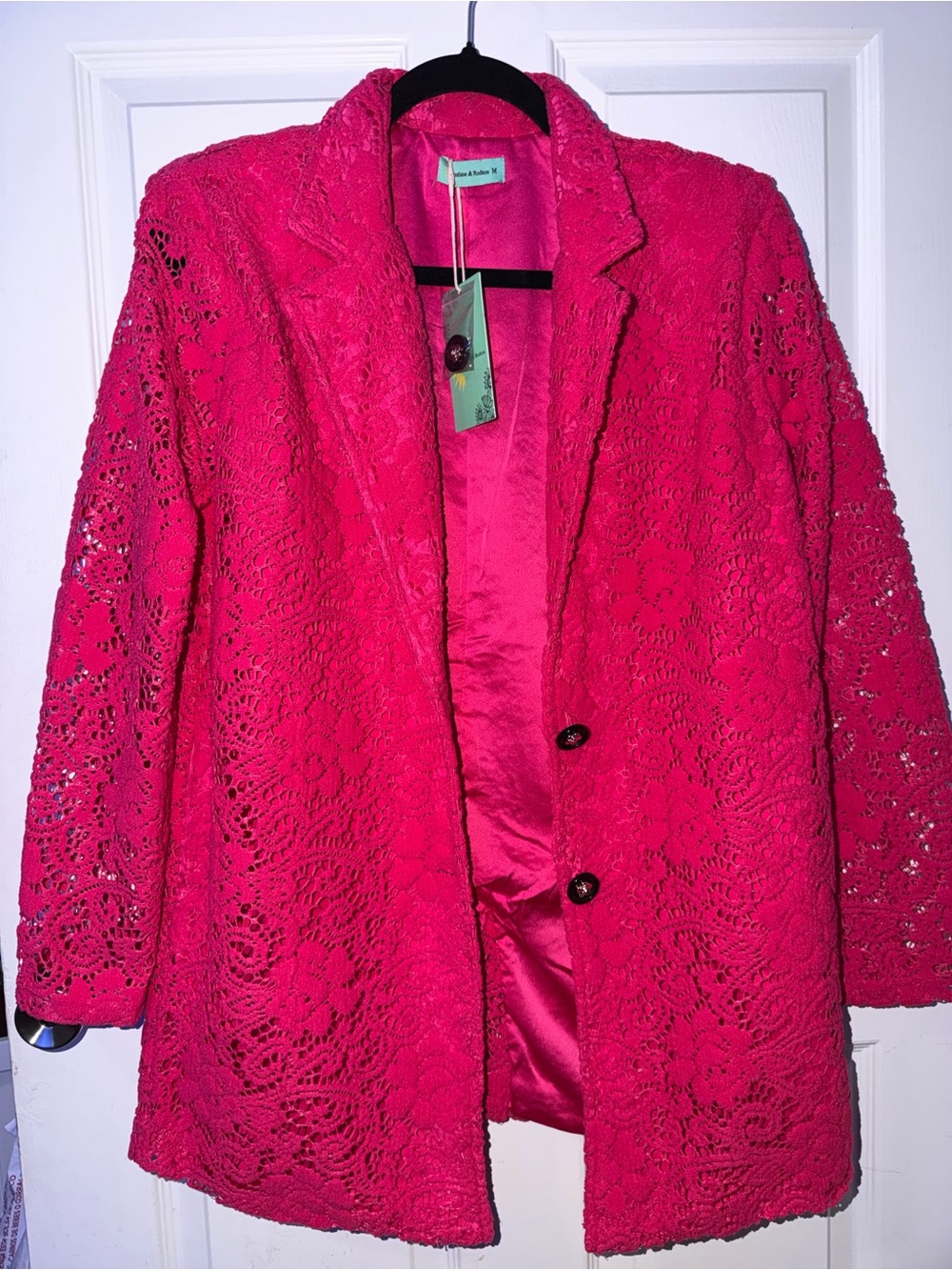 Women’s Hot Pink Lace Blazer Jacket by